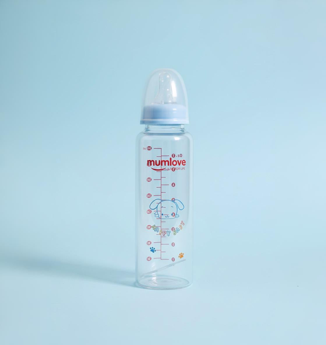 Tetero de vidrio Mumlove 8 OZ Azul