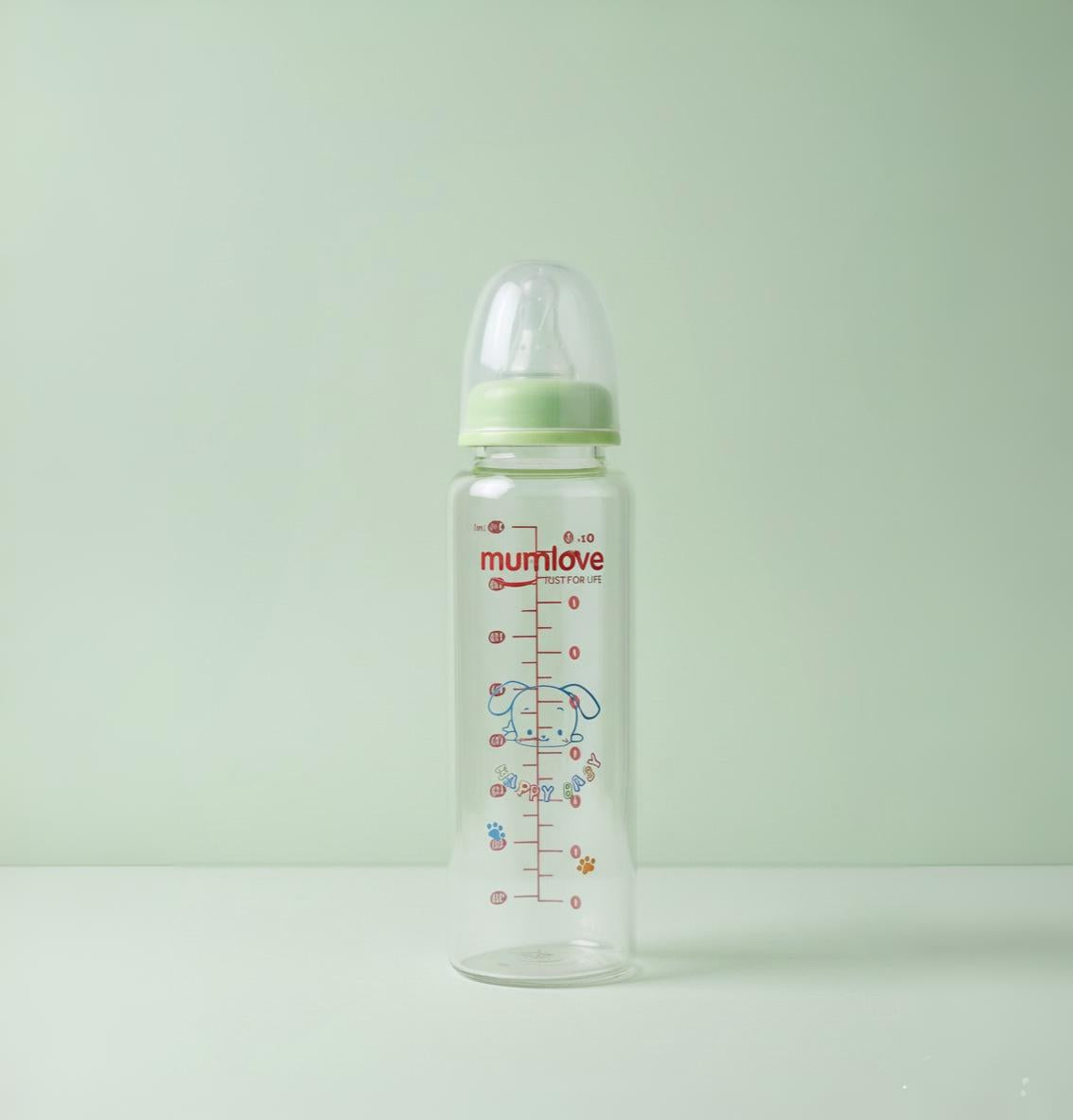 Tetero de vidrio Mumlove 8 OZ Verde