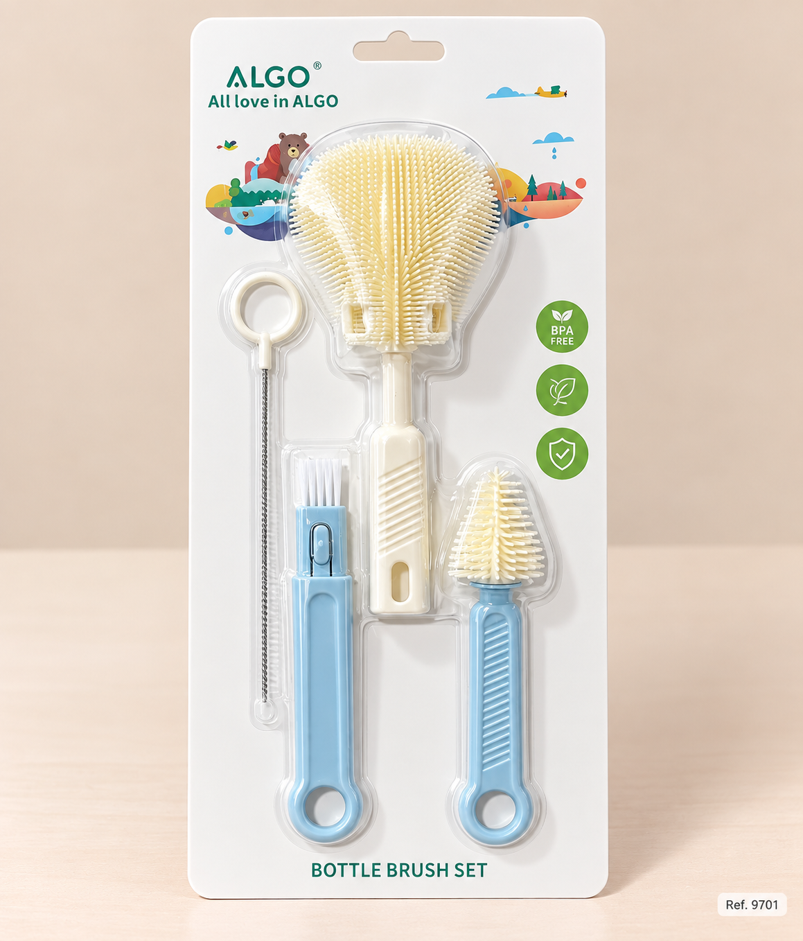 Kit de Aseo para Teteros de 4 Piezas Ref. 9701 | Mis Angelitos Baby