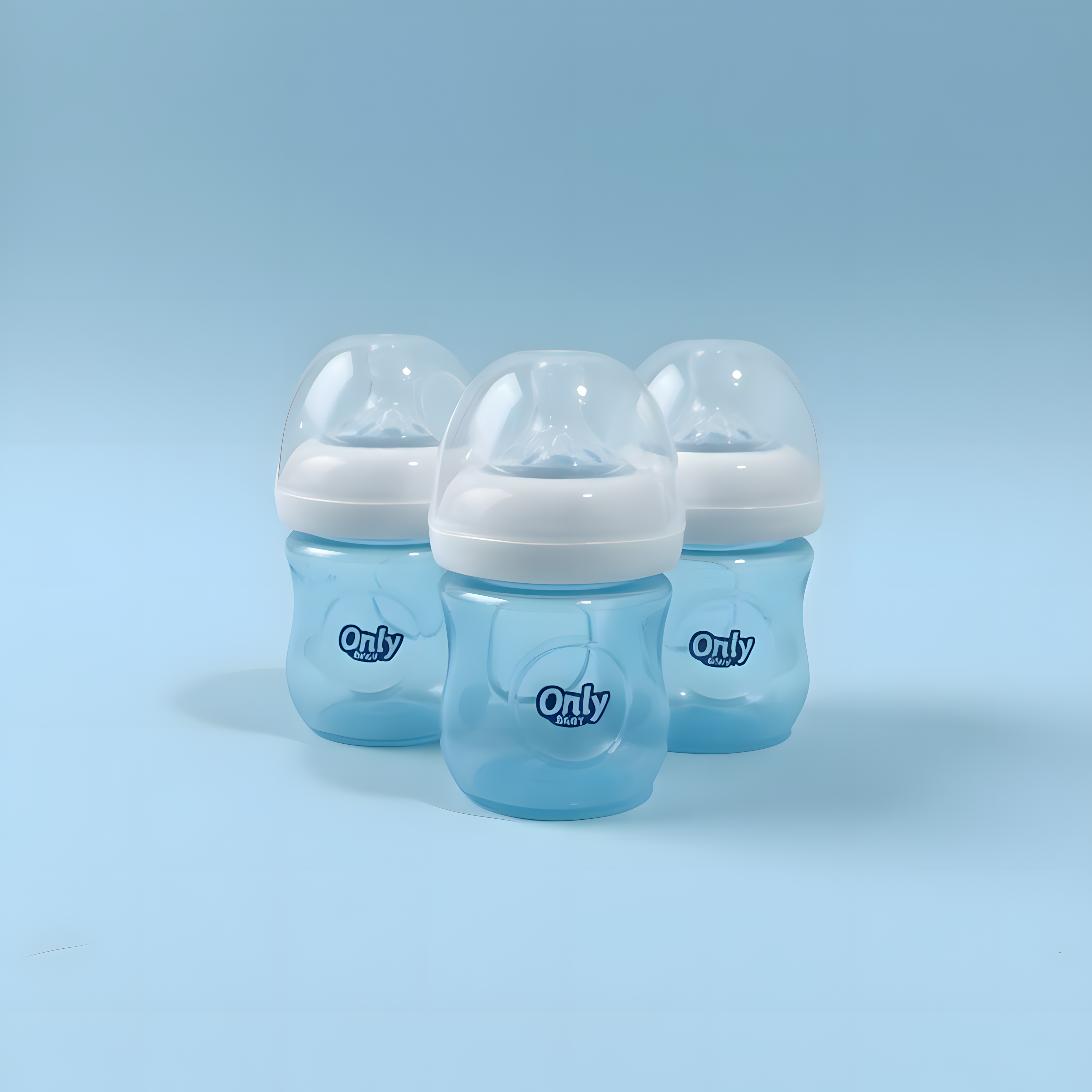 Teteros Only baby x 3 de 4OZ Azul